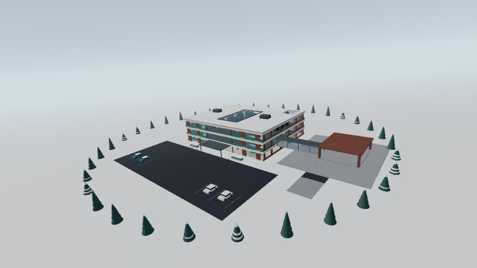 Office building with interior flight spaces