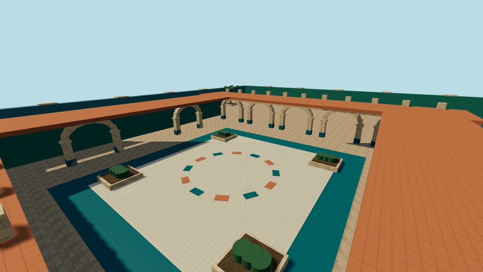 Riad’s courtyard and surrounding arcades